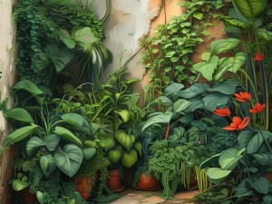 画植物用Midjourney，从一片叶子到一座花园
